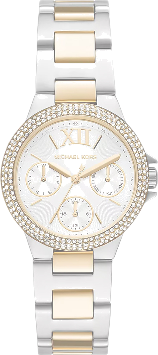  Shop Authentic Michael Kors Camille Multifunction Silver Dial Two Tone Steel Strap Watch For Women - MK6982 - Luxxuri