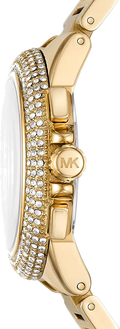 Michael Kors Camille Chronograph White Dial Gold Steel Strap Watch For Women - MK6994