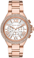 Michael Kors Camille Chronograph White Dial Rose Gold Steel Strap Watch For Women - MK6995