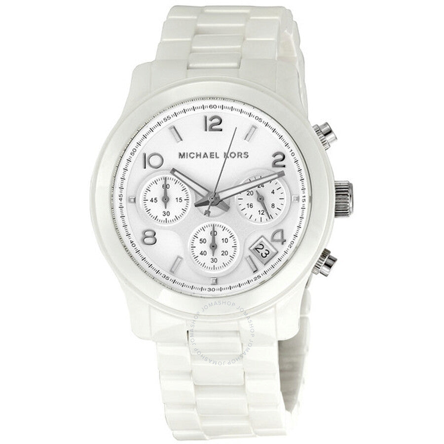  Shop Authentic Michael Kors Runway White Ceramic Dial White Steel Strap Watch for Women - MK5161 - Luxxuri