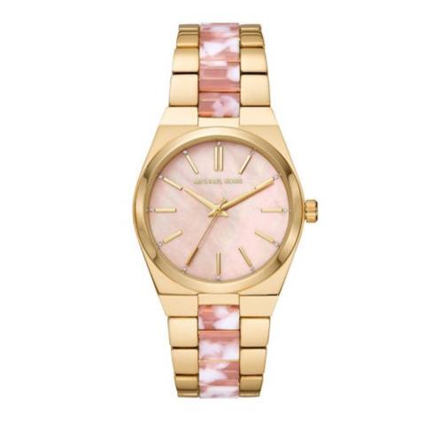  Shop Authentic Michael Kors Channing Quartz Mother of Pearl Pink Dial Two Tone Steel Strap Watch For Women - MK6650 - Luxxuri