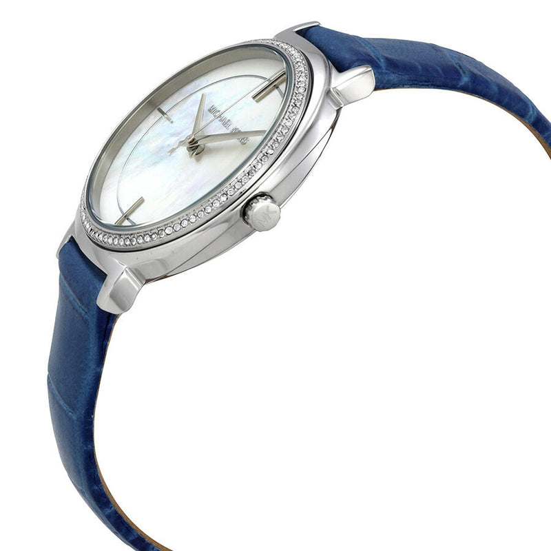  Shop Authentic Michael Kors Cinthia Mother of Pearl Dial Blue Leather Strap Watch for Women - MK2661 - Luxxuri