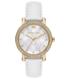  Shop Authentic Michael Kors Corey Three Hand White Dial White Leather Strap Watch For Women - MK2985 - Luxxuri