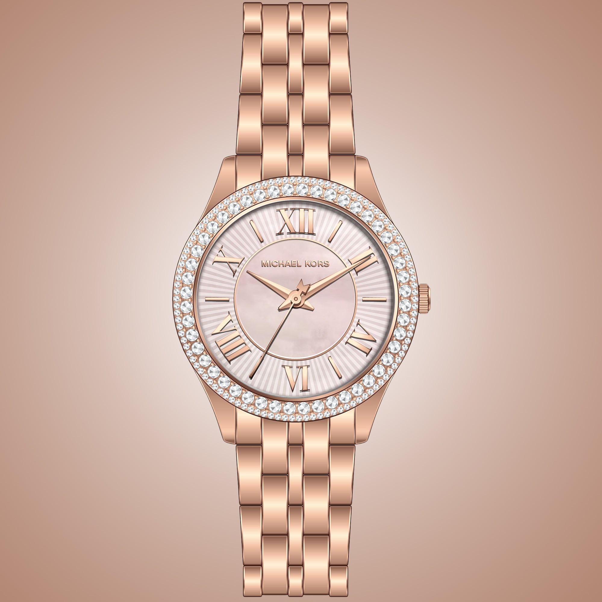 Michael Kors Harlowe Three-Hand Rose Gold Dial Rose Gold Steel Strap Watch for Women - MK4845