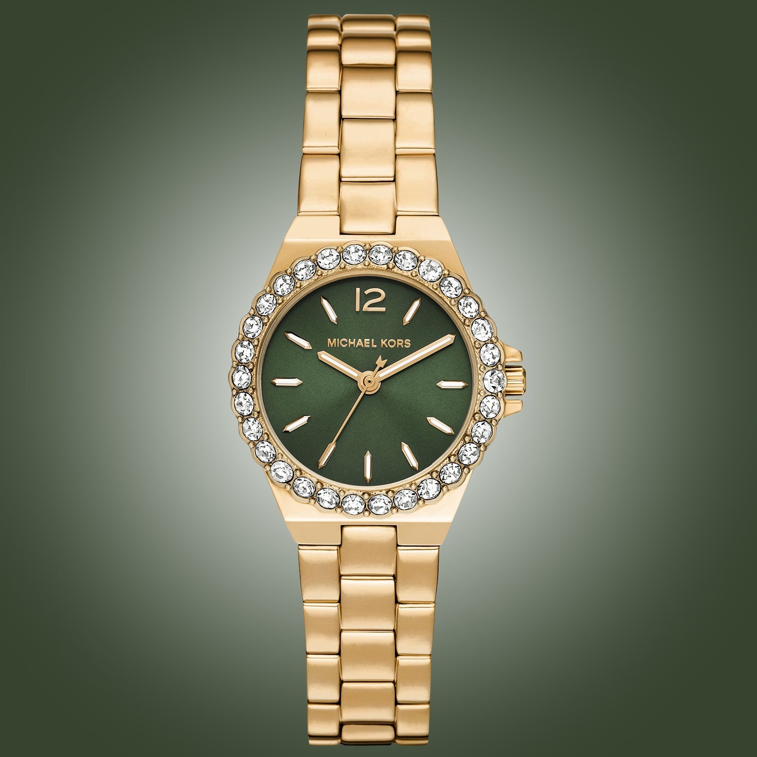  Shop Authentic Michael Kors Lennox Quartz Green Dial Gold Steel Strap Watch For Women - MK7395 - Luxxuri