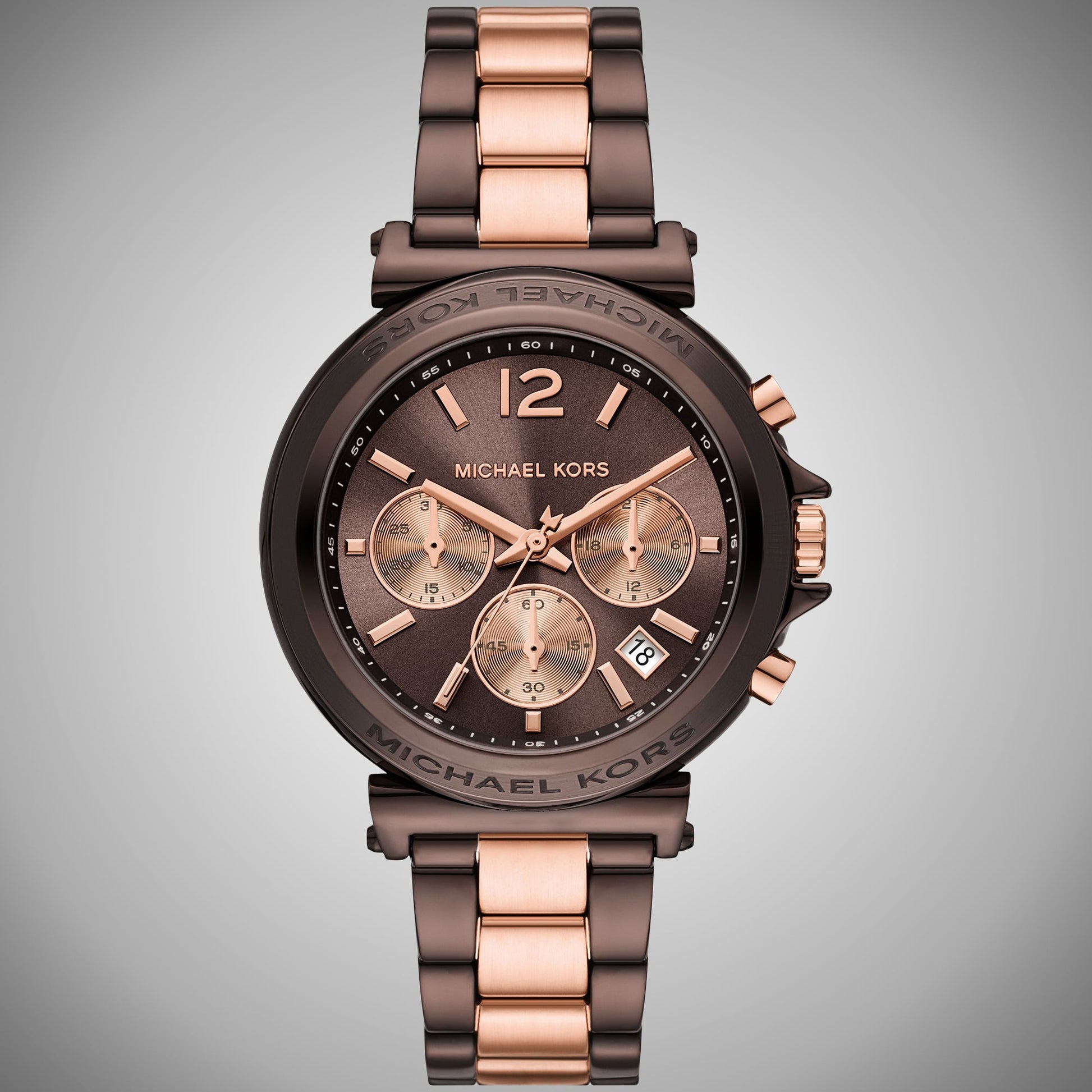  Shop Authentic Michael Kors Maren Chronograph Brown Dial Two Tone Steel Strap Watch for Women - MK7496 - Luxxuri