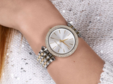  Shop Authentic Michael Kors Darci Silver Dial Two Tone Stainless Steel Strap Watch for Women - MK3215 - Luxxuri