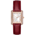  Shop Authentic Michael Kors Emery Quartz Diamonds Silver Dial Red Leather Strap Watch For Women - MK4689 - Luxxuri