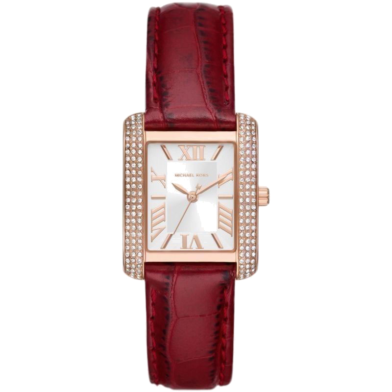  Shop Authentic Michael Kors Emery Quartz Diamonds Silver Dial Red Leather Strap Watch For Women - MK4689 - Luxxuri