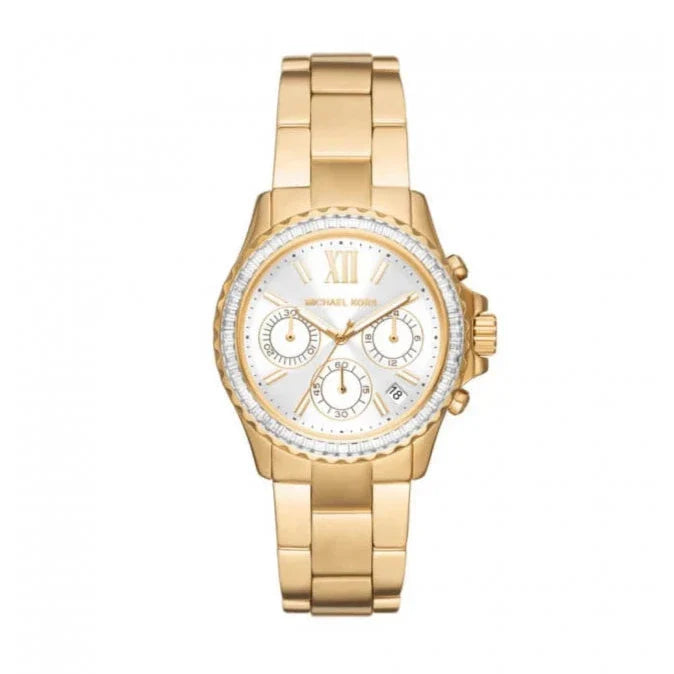 Shop Authentic Michael Kors Everest Chronograph White Dial Gold Steel Strap Watch For Women - MK7212 - Luxxuri