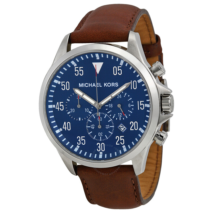  Shop Authentic Michael Kors Gage Chronograph Blue Dial Brown Leather Strap Watch For Men - MK8362 - Luxxuri