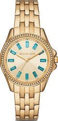 Michael Kors Mini Pilot Quartz Gold Dial Gold Steel Strap Watch For Women - MK7366