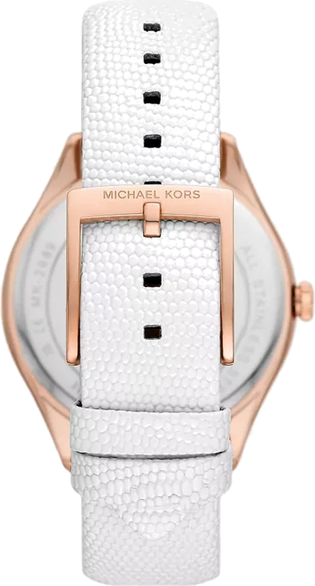  Shop Authentic Michael Kors Harlowe Analog Rose Gold Dial White Leather Strap Watch For Women - MK2989 - Luxxuri