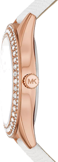  Shop Authentic Michael Kors Harlowe Analog Rose Gold Dial White Leather Strap Watch For Women - MK2989 - Luxxuri