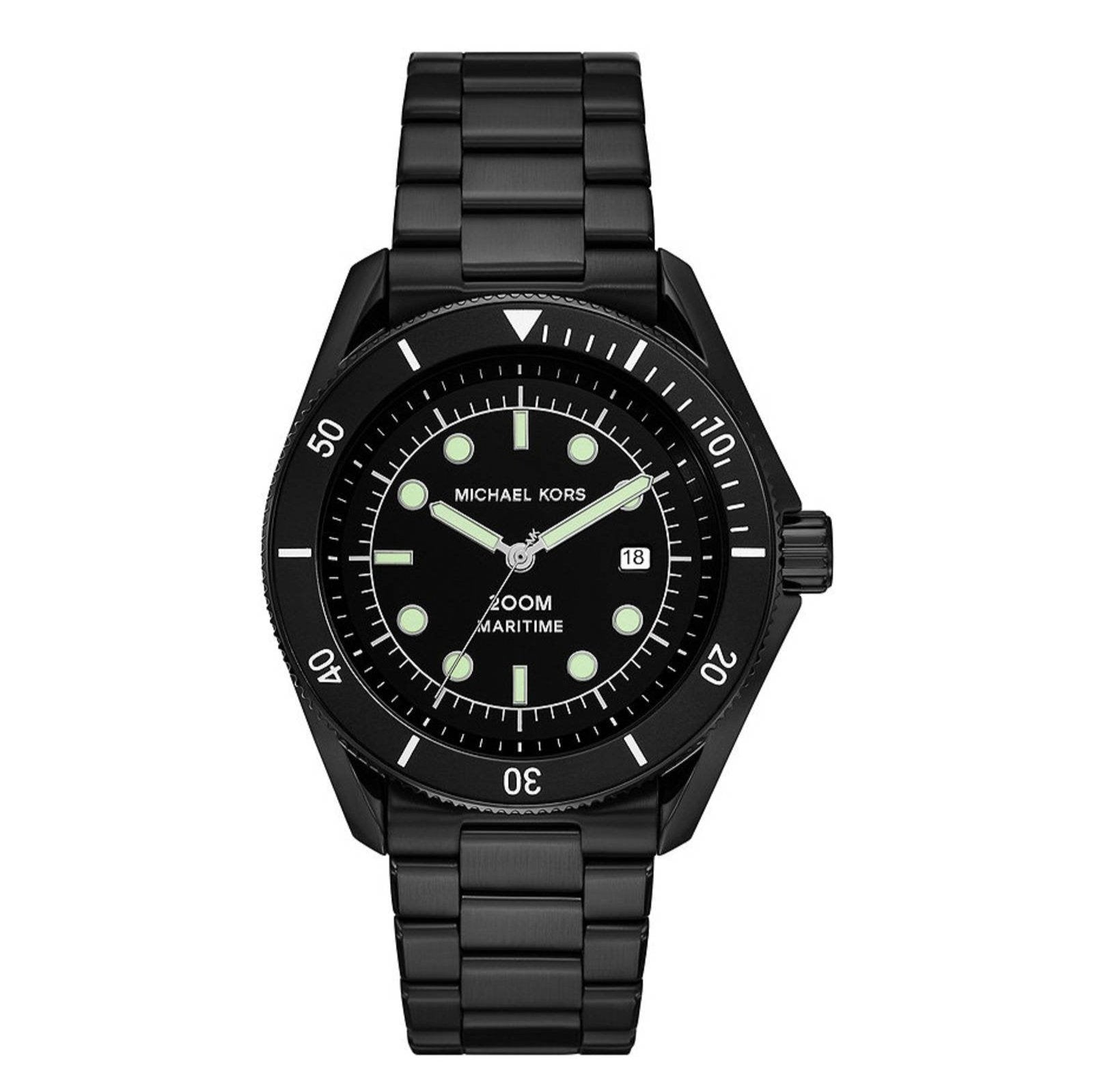  Shop Authentic Michael Kors Maritime Three Hand Black Dial Black Steel Strap Watch for Men - MK9181 - Luxxuri