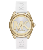  Shop Authentic Michael Kors Janelle Three Hand Silver Dial White Rubber Strap Watch For Women - MK7141 - Luxxuri