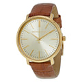  Shop Authentic Michael Kors Jaryn Quartz Gold Dial Brown Leather Strap Watch For Women - MK2496 - Luxxuri