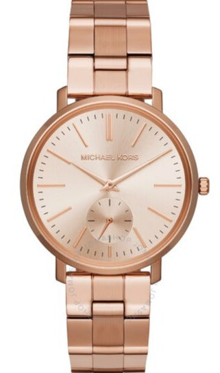  Shop Authentic Michael Kors Jaryn Quartz Rose Gold Dial Rose Gold Steel Strap Watch For Women - MK3501 - Luxxuri