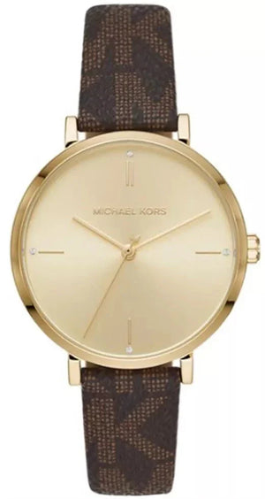  Shop Authentic Michael Kors Jayne Three Hand Gold Dial Brown Leather Strap Watch For Women - MK7129 - Luxxuri