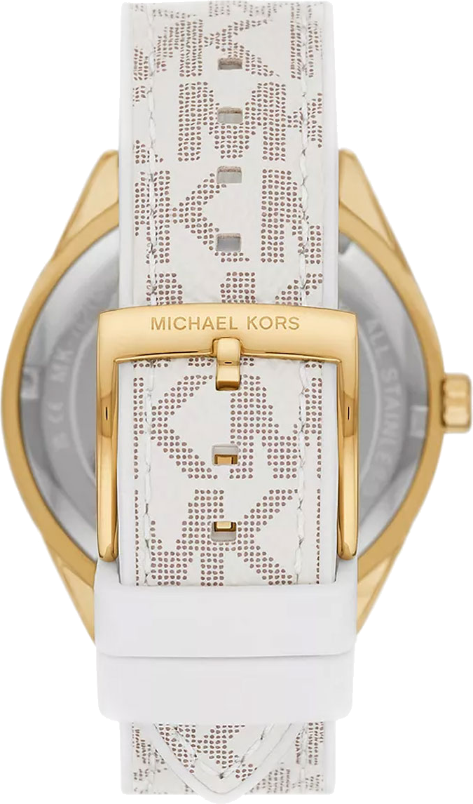 Michael Kors Jessa Multifunction Gold Dial White Leather Strap Watch For Women - MK7204