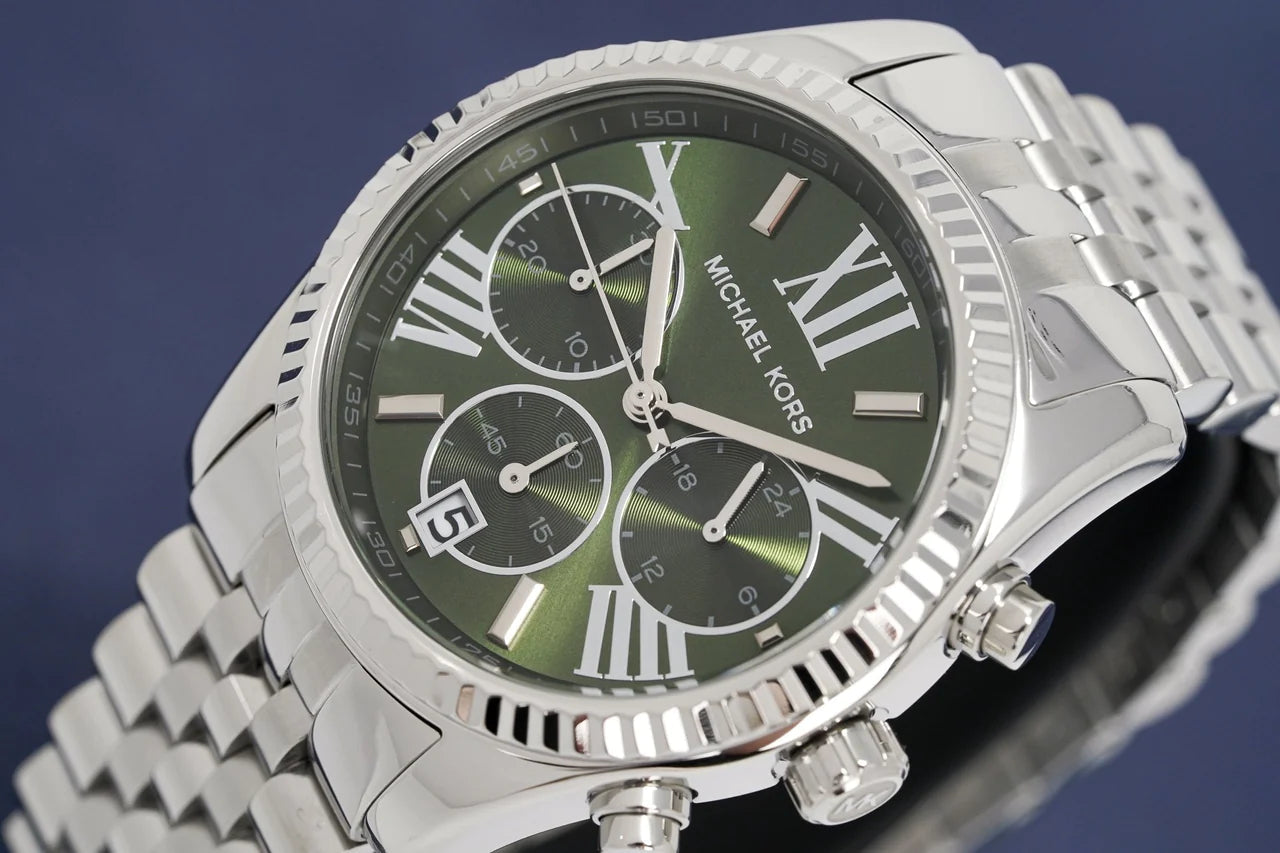  Shop Authentic Michael Kors Lexington Quartz Green Dial Silver Steel Strap Watch For Women - MK6222 - Luxxuri