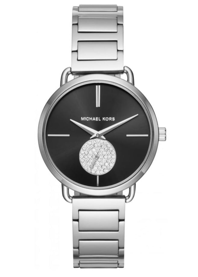  Shop Authentic Michael Kors Portia Black Dial Silver Steel Strap Watch for Women - MK3638 - Luxxuri