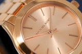  Shop Authentic Michael Kors Mini Slim Runway Chronograph Quartz Rose Gold Dial Rose Gold Steel Strap Watch For Women - MK3205 - Luxxuri