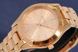  Shop Authentic Michael Kors Mini Slim Runway Chronograph Quartz Rose Gold Dial Rose Gold Steel Strap Watch For Women - MK3205 - Luxxuri