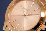  Shop Authentic Michael Kors Mini Slim Runway Chronograph Quartz Rose Gold Dial Rose Gold Steel Strap Watch For Women - MK3205 - Luxxuri