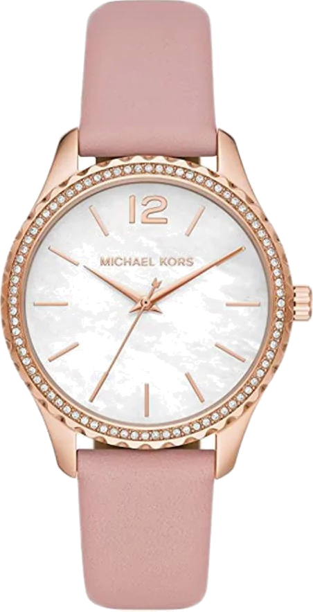  Shop Authentic Michael Kors Layton Three-Hand White Dial Pink Leather Strap Watch for Women - MK2909 - Luxxuri