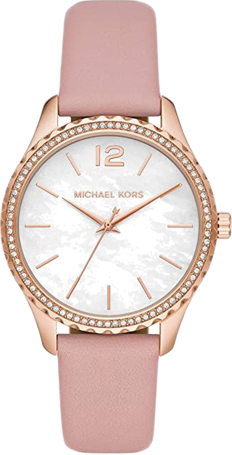 Michael Kors Layton Three-Hand White Dial Pink Leather Strap Watch for Women - MK2909