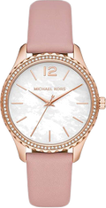  Shop Authentic Michael Kors Layton Three-Hand White Dial Pink Leather Strap Watch for Women - MK2909 - Luxxuri