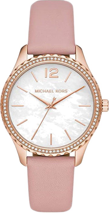  Shop Authentic Michael Kors Layton Three-Hand White Dial Pink Leather Strap Watch for Women - MK2909 - Luxxuri