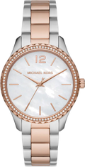  Shop Authentic Michael Kors Layton Three Hand Mother of Pearl White Dial Two Tone Steel Strap Watch For Women - MK6849 - Luxxuri