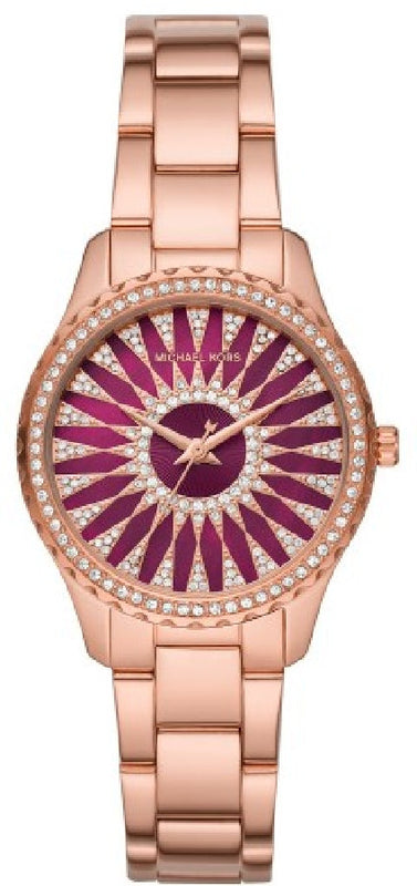  Shop Authentic Michael Kors Layton Three Hand Red Dial Rose Gold Steel Strap Watch For Women - MK6893 - Luxxuri