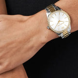  Shop Authentic Michael Kors Layton Quartz Silver Dial Two Tone Steel Strap Watch For Women - MK6899 - Luxxuri