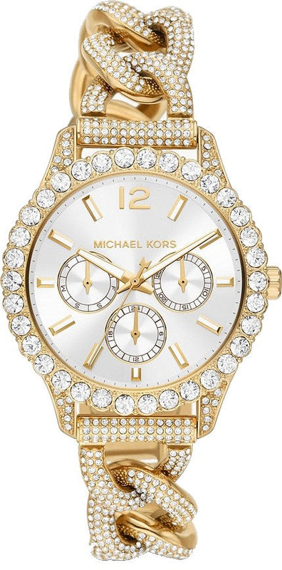  Shop Authentic Michael Kors Layton Multifunction Glitz Silver Dial Gold Steel Strap Watch for Women - MK4653 - Luxxuri