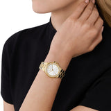  Shop Authentic Michael Kors Lennox Three-Hand Silver Dial Gold Steel Strap Watch For Women - MK7278 - Luxxuri