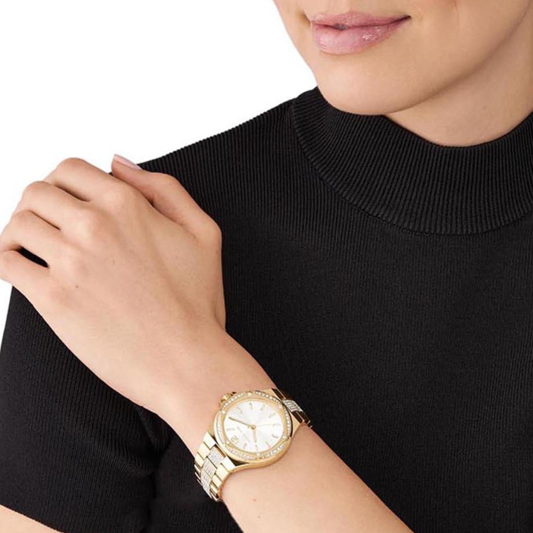  Shop Authentic Michael Kors Lenox Three Hand Silver Dial Gold Steel Strap Watch For Women - MK7361 - Luxxuri