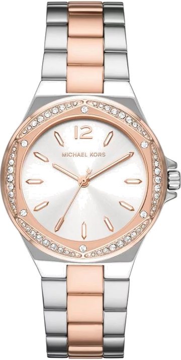 Shop Authentic Michael Kors Lennox Three Hand Quartz Silver Dial Two Tone Steel Strap Watch For Women - MK6989 - Luxxuri