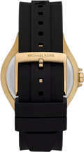 Michael Kors Lennox Three Hand Crystals Silver Dial Black Silicone Strap Watch For Women - MK7247