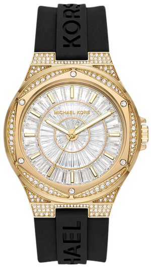  Shop Authentic Michael Kors Lennox Three Hand Crystals Silver Dial Black Silicone Strap Watch For Women - MK7247 - Luxxuri