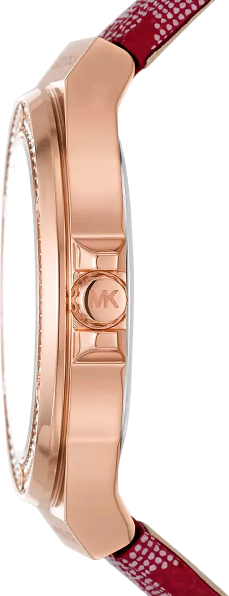  Shop Authentic Michael Kors Lennox Three Hand Silver Dial Red Leather Strap Watch For Women - MK7308 - Luxxuri