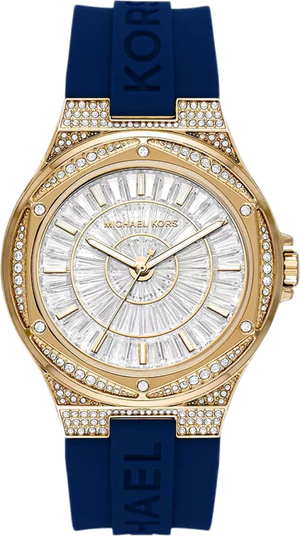  Shop Authentic Michael Kors Lennox Three Hand White Dial Blue Silicone Strap Watch For Women - MK7333 - Luxxuri