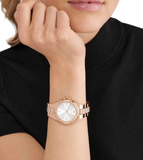  Shop Authentic Michael Kors Lennox Three-Hand Silver Dial Rose Gold Steel Strap Watch For Women - MK7362 - Luxxuri