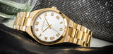 Shop Authentic Michael Kors Lennox Three Hand Silver Dial Gold Steel Strap Watch For Women - MK7391 - Luxxuri