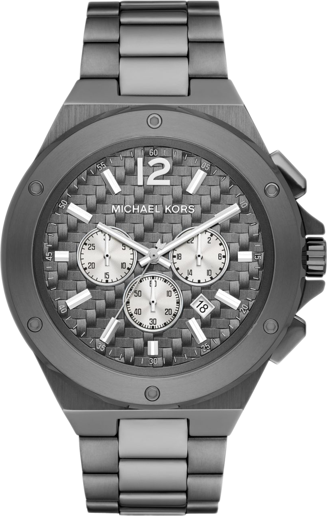 Michael Kors Lennox Chronograph Quartz Grey Dial Grey Steel Strap Watch For Men - MK9102