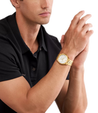  Shop Authentic Michael Kors Lennox Chronograph White Dial Gold Steel Strap Watch For Men - MK9120 - Luxxuri