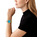  Shop Authentic Michael Kors Lennox Analog Blue Dial Gold Steel Strap Watch for Women - MK7460 - Luxxuri