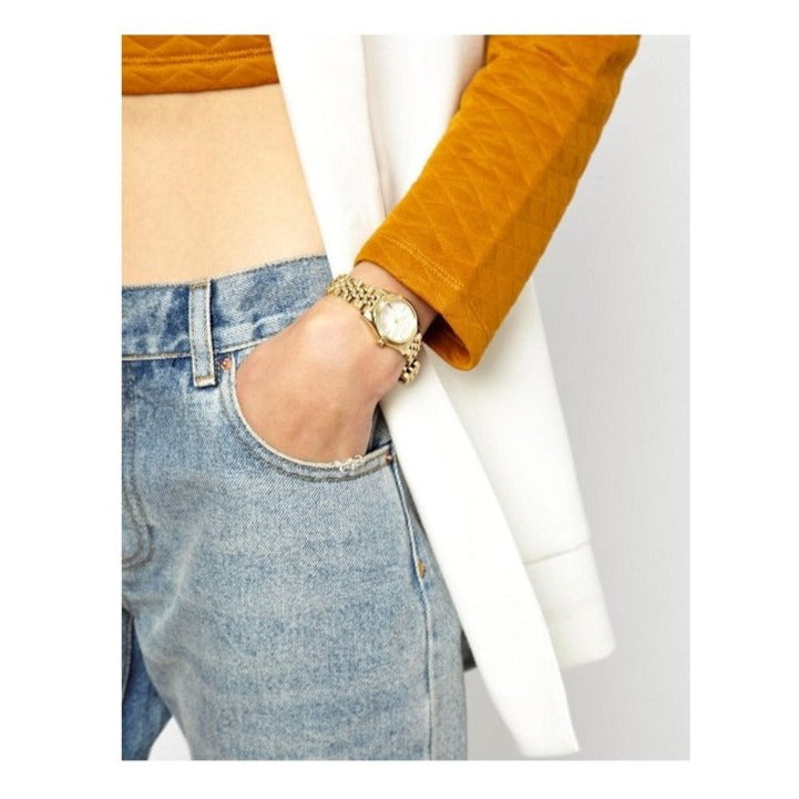  Shop Authentic Michael Kors Lexington Quartz Silver Dial Gold Steel Strap Watch For Women - MK3229 - Luxxuri